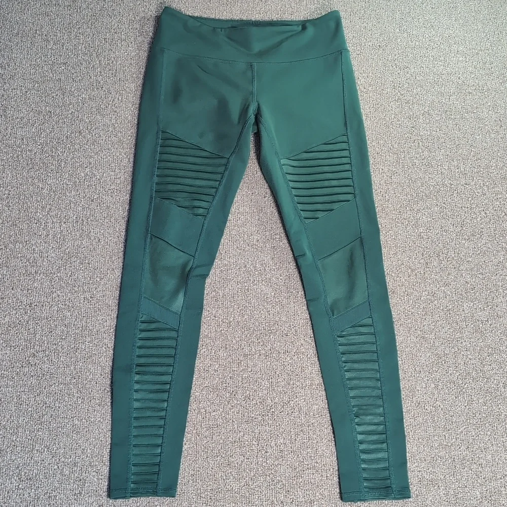 ALO Yoga High Waist Moto Leggings Evermint Green LARGE